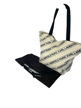 Karl Lagerfeld Paris Diagonal Logo Canvas Tote - Like New with Dust Bag